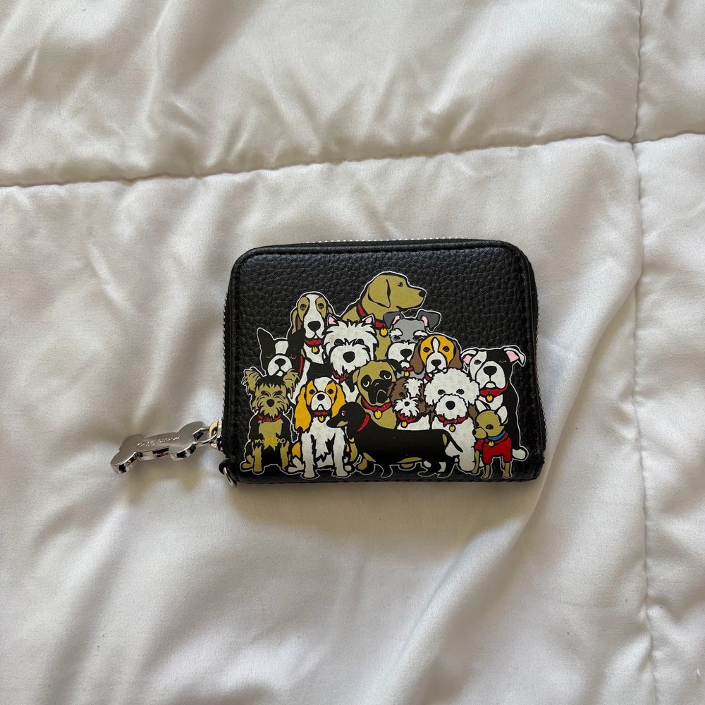 Marc Tetro Wallet Coin Purse Black Dog Lover Small Zip Around Preppy Streetwear
